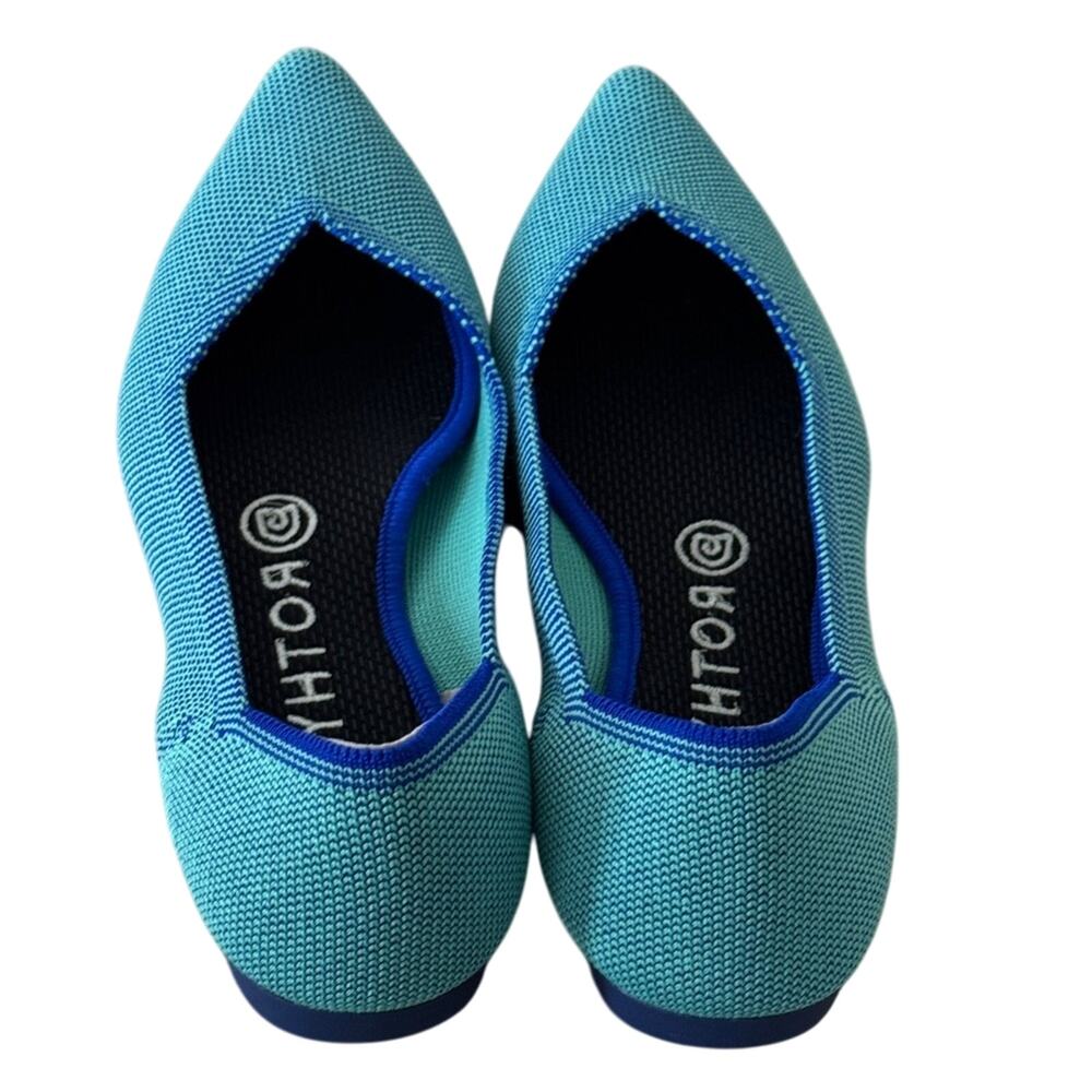 Rothy's The Point Aquamarine Blue Washable Knit Ballet Retired Flats Rare Size 7 - Picture 5 of 8